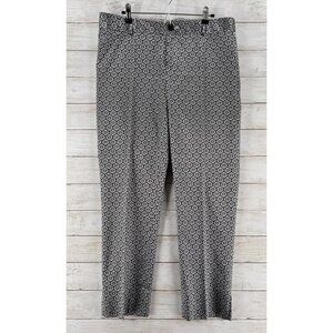 Banana Republic Dress Pants Women's 12 Camden Pant Silver Black Floral Stretch